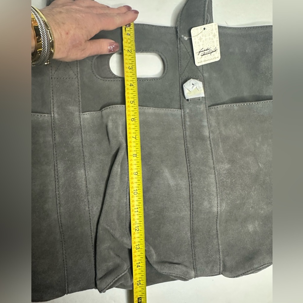 NWOT Free People Caravan Gray Suede Tote - Picture 9 of 10